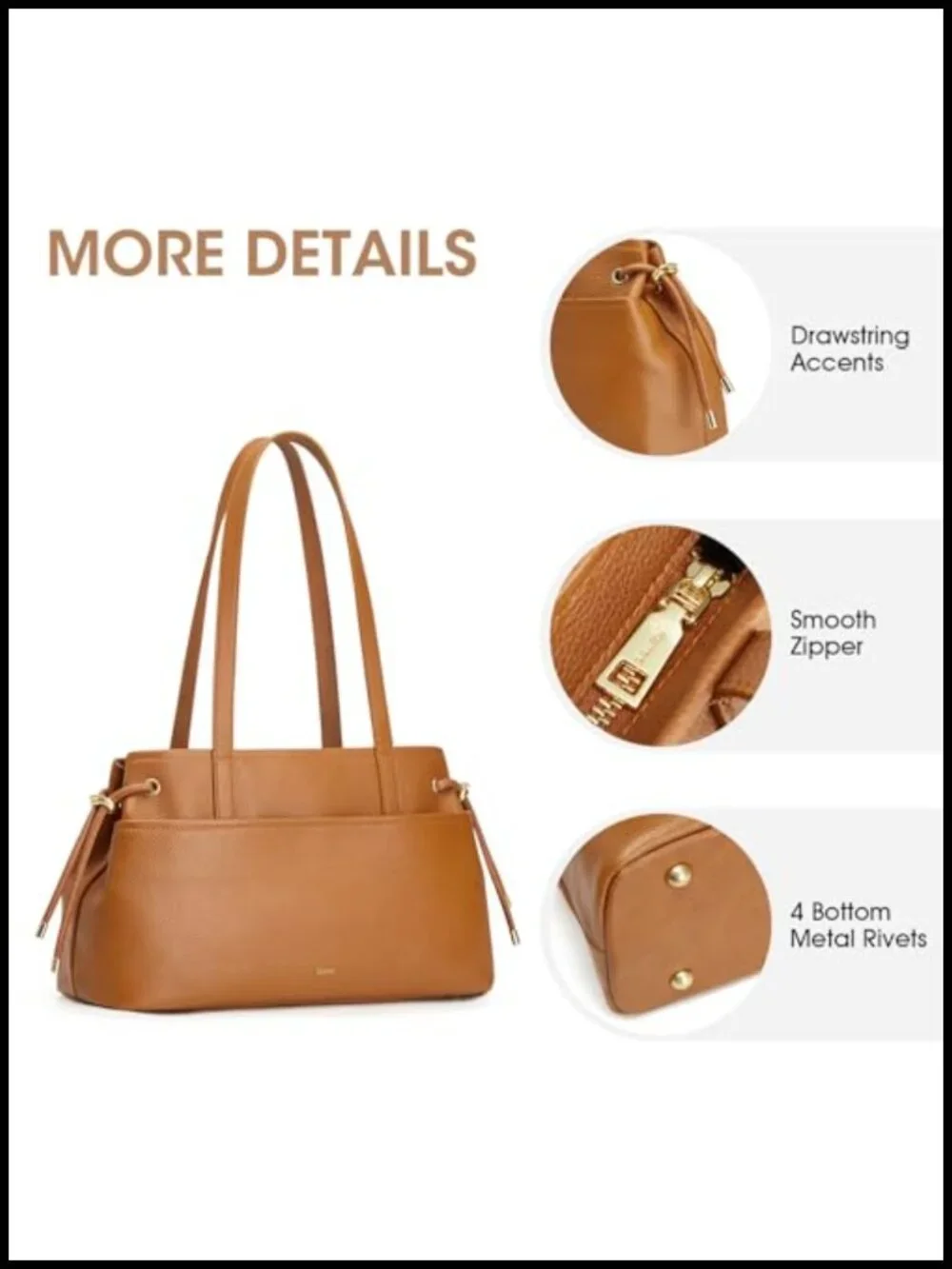 Genuine Leather Hobo Tote with Drawstring and Zipper Compartment